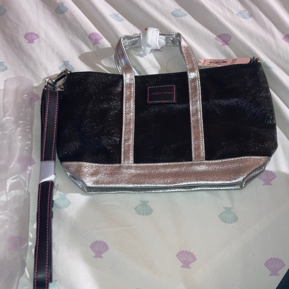 Victoria's Secret Black and Silver Mini Bag